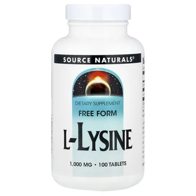 Source Naturals, L-лизин, 1000 мг, 100 таблеток