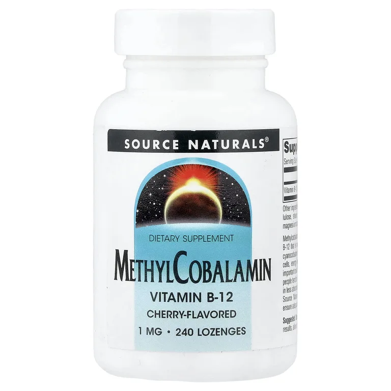 Source Naturals, МетилКобаламин, С вишневым вкусом Под язык, 1 мг, 240 таблеток