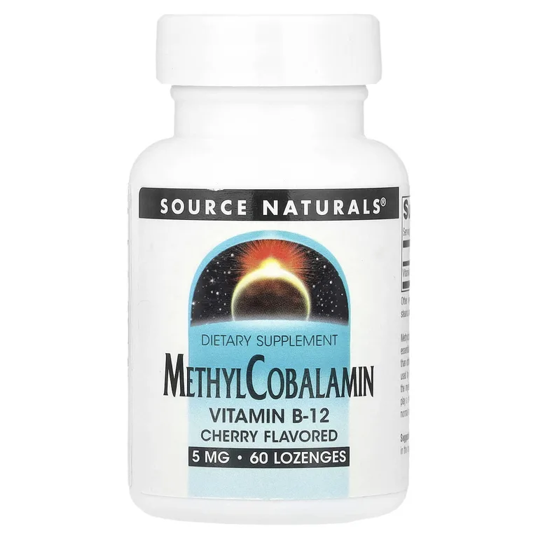 Source Naturals, метилкобаламин, со вкусом вишни, 5 мг, 60 пастилок