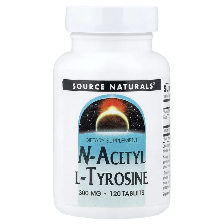 Source Naturals, N-ацетил L-тирозин, 300 мг, 120 таблеток