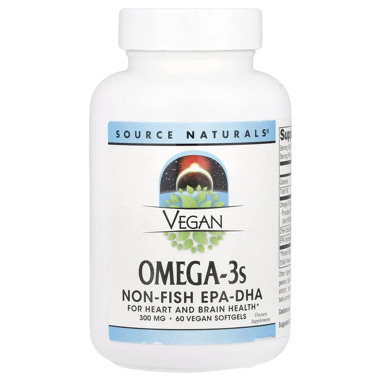 Source Naturals, омега-3 для веганов, ЭПК и ДГК из рыбы, 300 мг, 60 веганских капсул