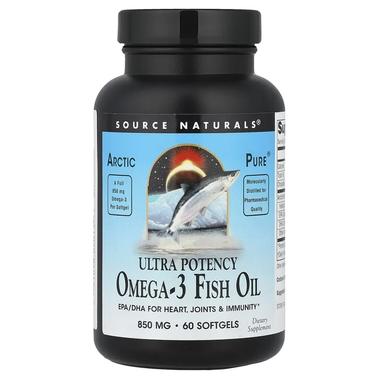 Source Naturals, омега-3 рыбий жир, повышенная эффективность, 850 мг, 60 желатиновых капсул