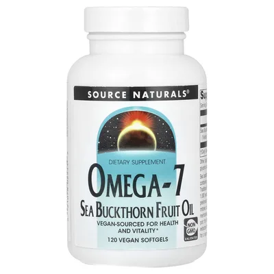 Source Naturals, омега-7, масло плодов облепихи, 500 мг, 120 веганских капсул