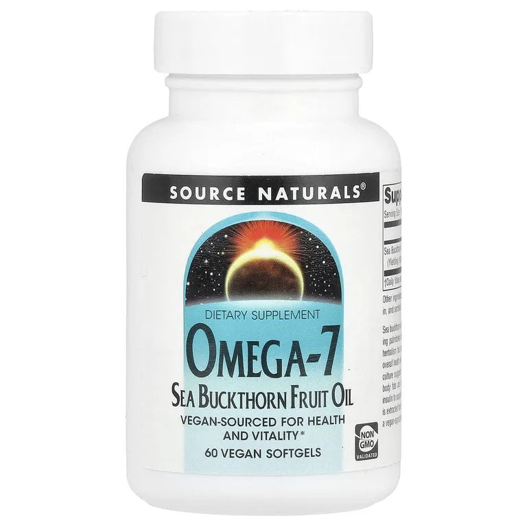Source Naturals, омега-7, Масло плодов облепихи, 60 вегетарианских желатиновых капсул