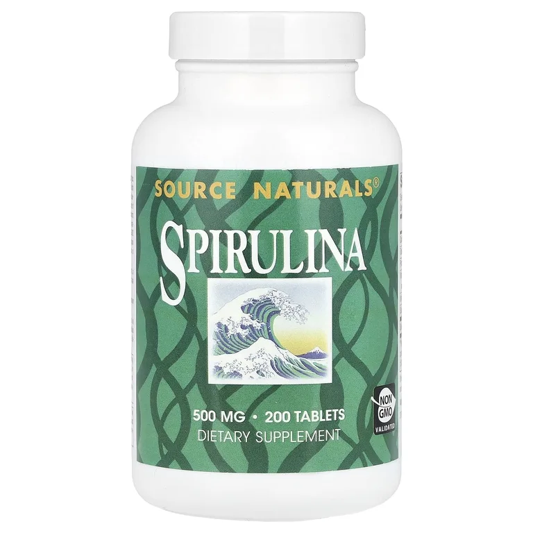 Source Naturals, Спирулина, 500 мг, 200 таблеток