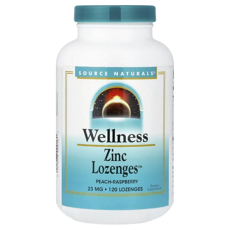 Source Naturals, Цинк, со вкусом персика и малины, 120 пастилок