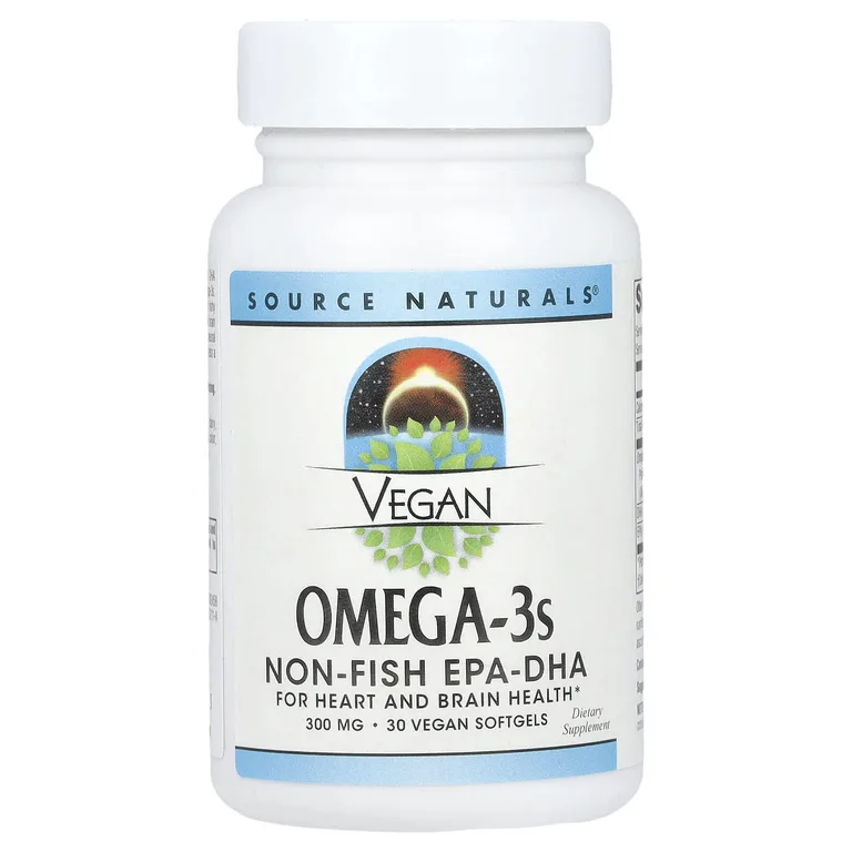 Source Naturals, веганские омега-3, 30 веганских капсул