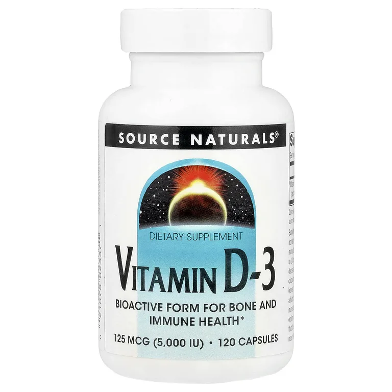 Source Naturals, витамин D3, 5000 МЕ, 120 капсул