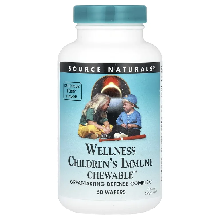 Source Naturals, Wellness Children's Immune Chewable ™, вкусные ягоды, 60 вафель