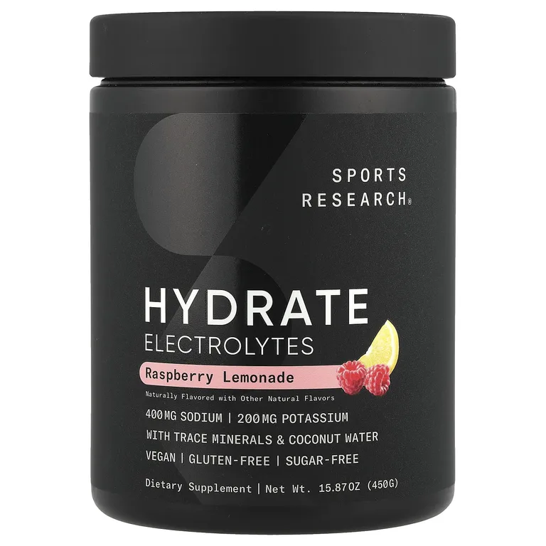 Sports Research, Hydrate, электролиты, малиновый лимонад, 450 г (15,87 унции)