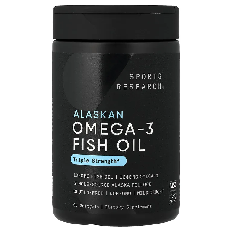 Sports Research, рыбий жир с омега-3, 90 капсул