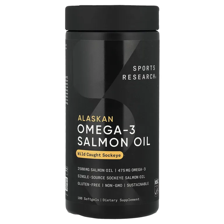 Sports Research, Жир аляскинского лосося с омега-3, дикая нерка, 180 мягких таблеток