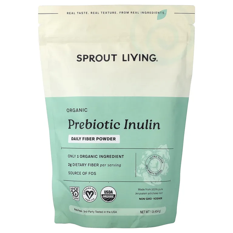 Sprout Living, органический пребиотик инулин, ежедневная клетчатка в порошке, 454 г (1 фунт)