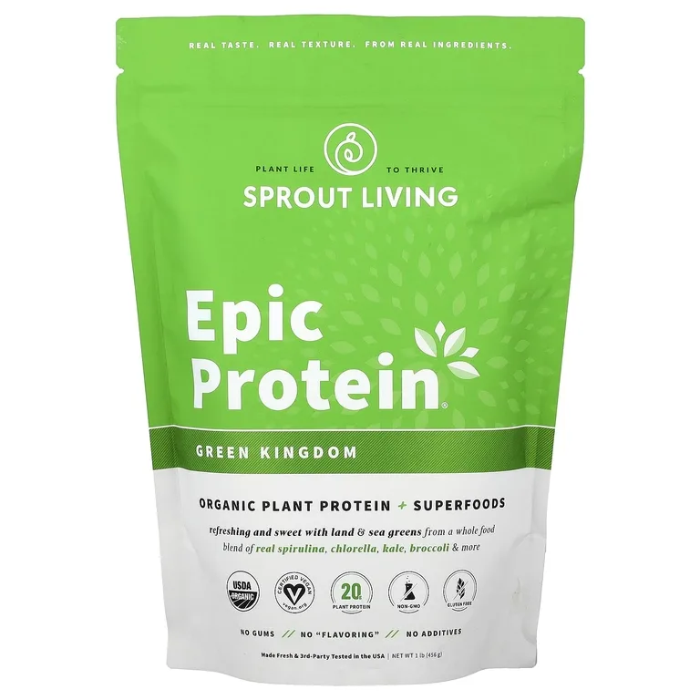 Sprout Living, органический растительный протеин, зеленое королевство, 456 г (1 фунт)