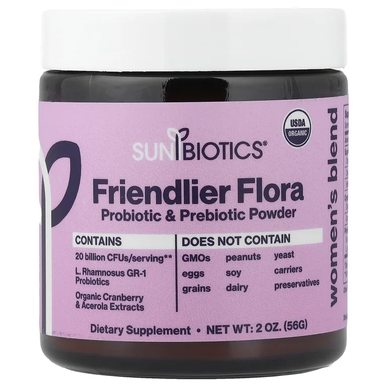 Sunbiotics, Friendly Flora, смесь для женщин, пробиотики и пребиотики в порошке, 56 г (2 унции)