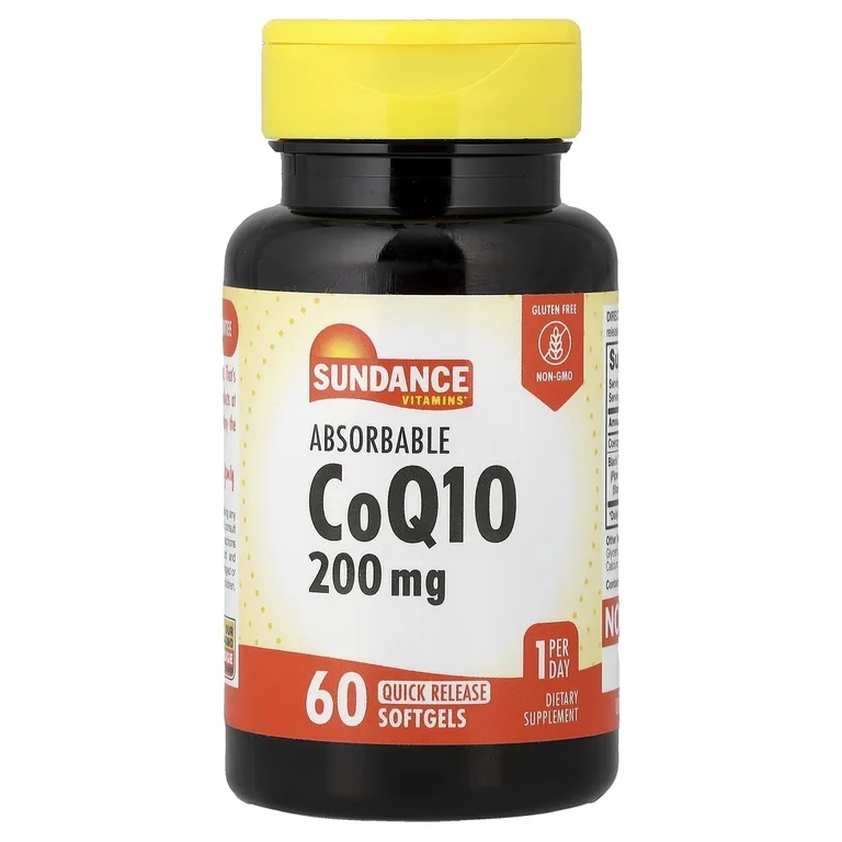 Sundance Vitamins, Коэнзим Q10, абсорбируемый, 200 мг, 60 капсул с быстрым высвобождением