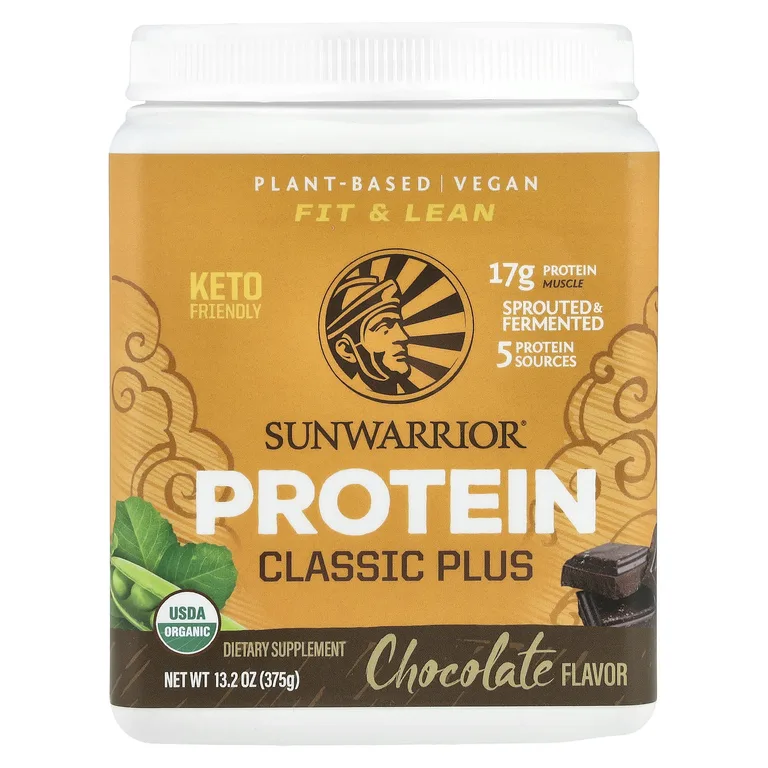Sunwarrior, протеин «Классик плюс», со вкусом шоколада, 375 г (13,2 унции)
