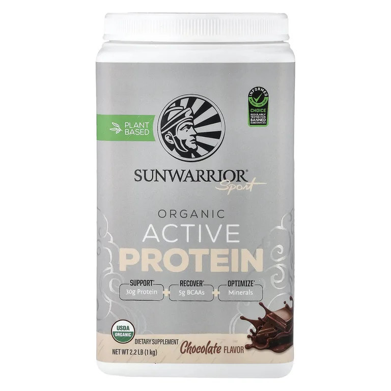 Sunwarrior, Sport, органический активный протеин, шоколад, 1 кг (2,2 фунта)