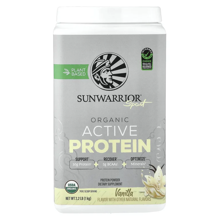 Sunwarrior, Sport, органический активный протеиновый порошок, со вкусом ванили, 1 кг (2,2 фунта)