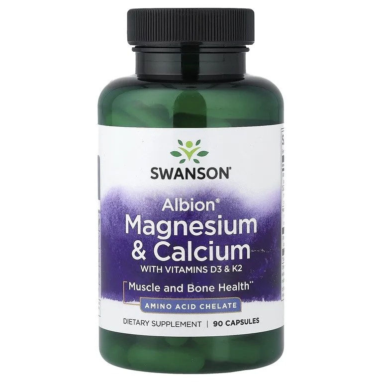 Swanson Vitamins, Albion®, магний и кальций с витаминами D3 и K2, 90 капсул