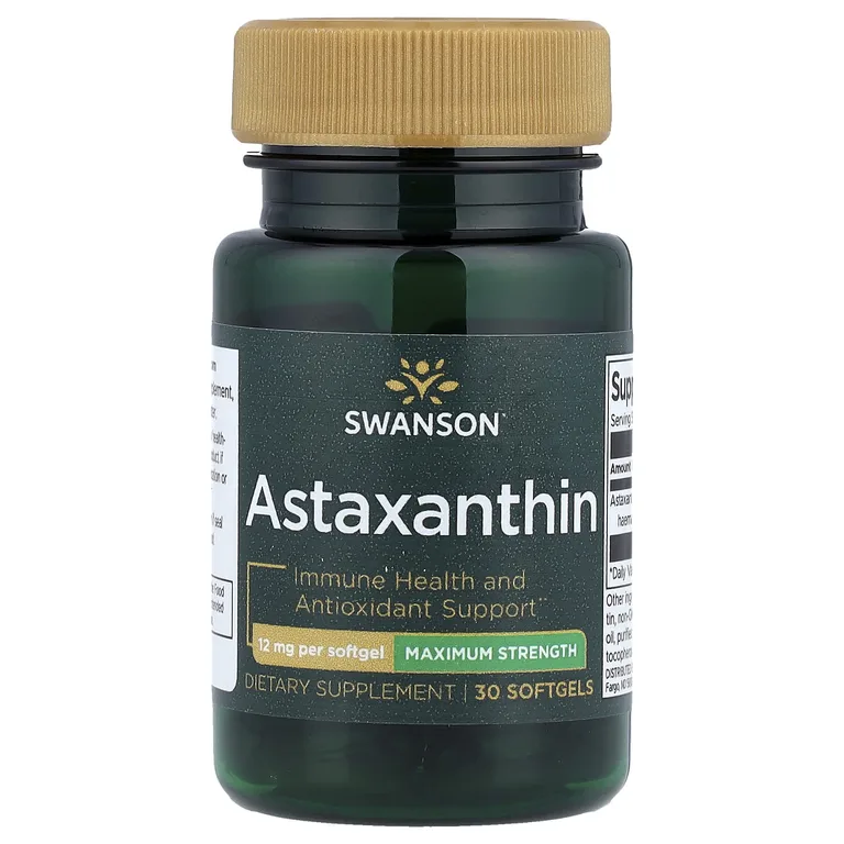 Swanson Vitamins, Астаксантин, максимальная эффективность, 12 мг, 30 мягких таблеток