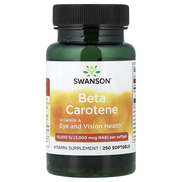 Swanson Vitamins, бета-каротин, 3000 мкг RAE (10 000 МЕ), 250 мягких таблеток