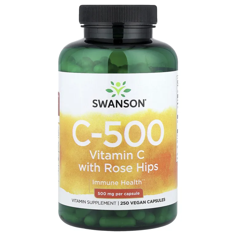 Swanson Vitamins, C-500, витамин C с шиповником, 250 веганских капсул
