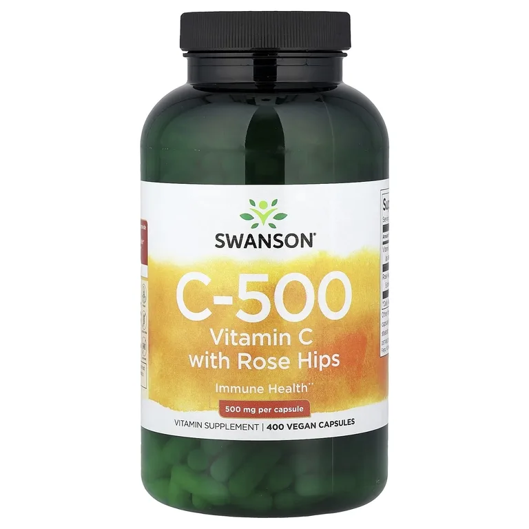 Swanson Vitamins, C-500, витамин C с шиповником, 400 веганских капсул