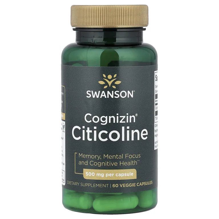 Swanson Vitamins, Cognizin®, цитиколин, 60 вегетарианских капсул (500 мг в 1 капсуле)