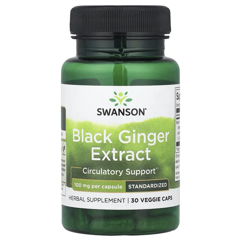 Swanson Vitamins, Экстракт черного имбиря, 100 мг, 30 растительных капсул