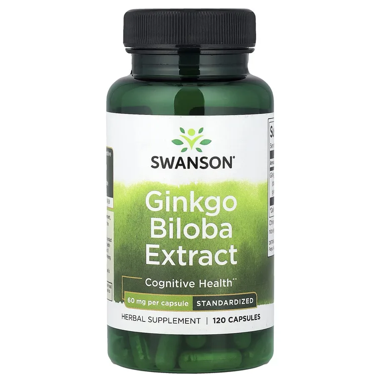 Swanson Vitamins, экстракт гинкго билоба, стандартизированный, 60 мг, 120 капсул