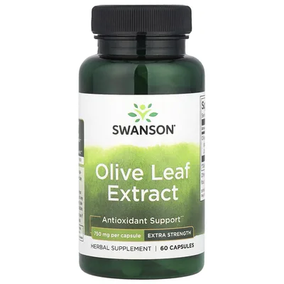 Swanson Vitamins, Экстракт оливковых листьев, 750 мг, 60 капсул