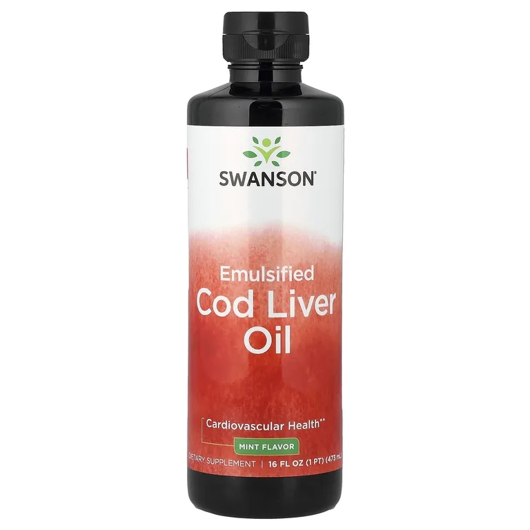Swanson Vitamins, Эмульгированный жир печени трески, мята, 473 мл (16 жидк. унц.)