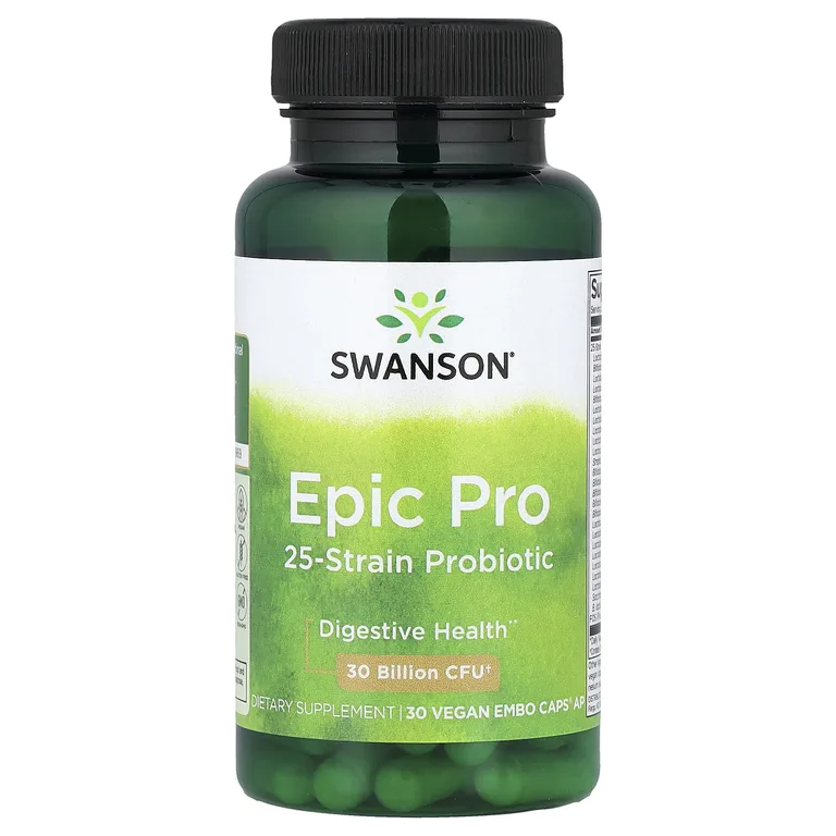Swanson Vitamins, Epic Pro, пробиотик из 25 штаммов, 30 млрд КОЕ, 30 веганских капсул Embo Caps® AP