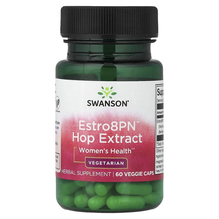 Swanson Vitamins, Estro8PN™, экстракт хмеля, для женского здоровья, 60 растительных капсул (10 мг в 1 капсуле)