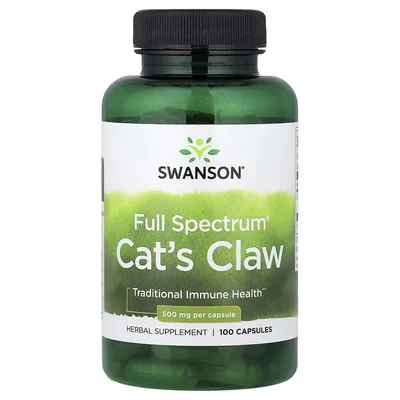 Swanson Vitamins, Full Spectrum®, кошачий коготь, 500 мг, 100 капсул