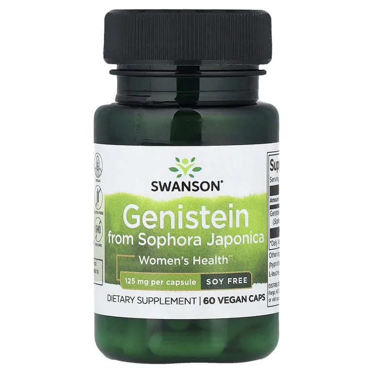 Swanson Vitamins, Генистеин из софоры японской, 125 мг, 60 веганских капсул