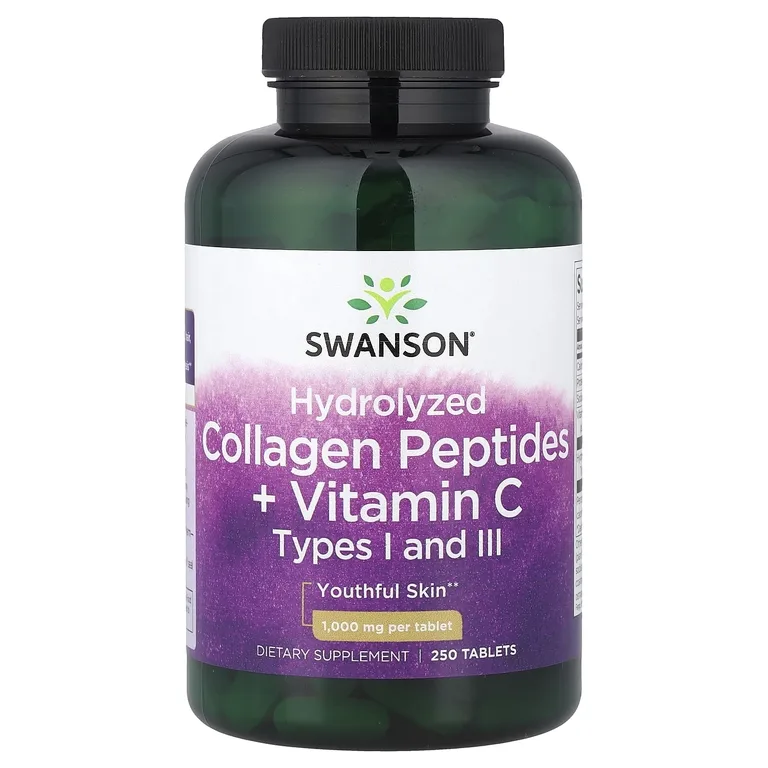 Swanson Vitamins, Гидролизованные пептиды коллагена с витамином C, 250 таблеток