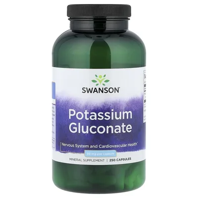 Swanson Vitamins, Глюконат калия, 99 мг, 250 капсул