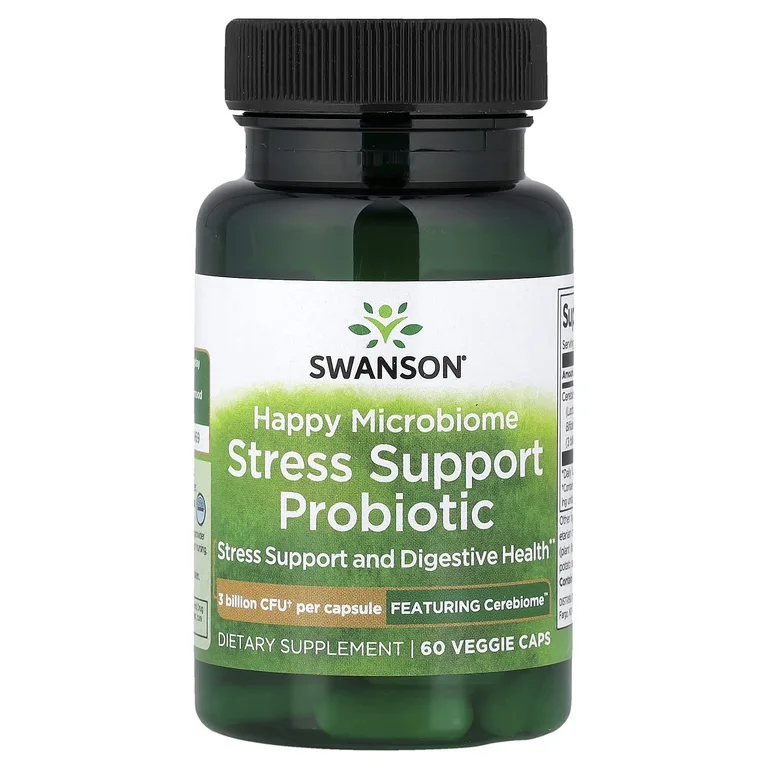Swanson Vitamins, Happy Microbiome, пробиотик для снятия стресса, 3 млрд КОЕ, 60 растительных капсул