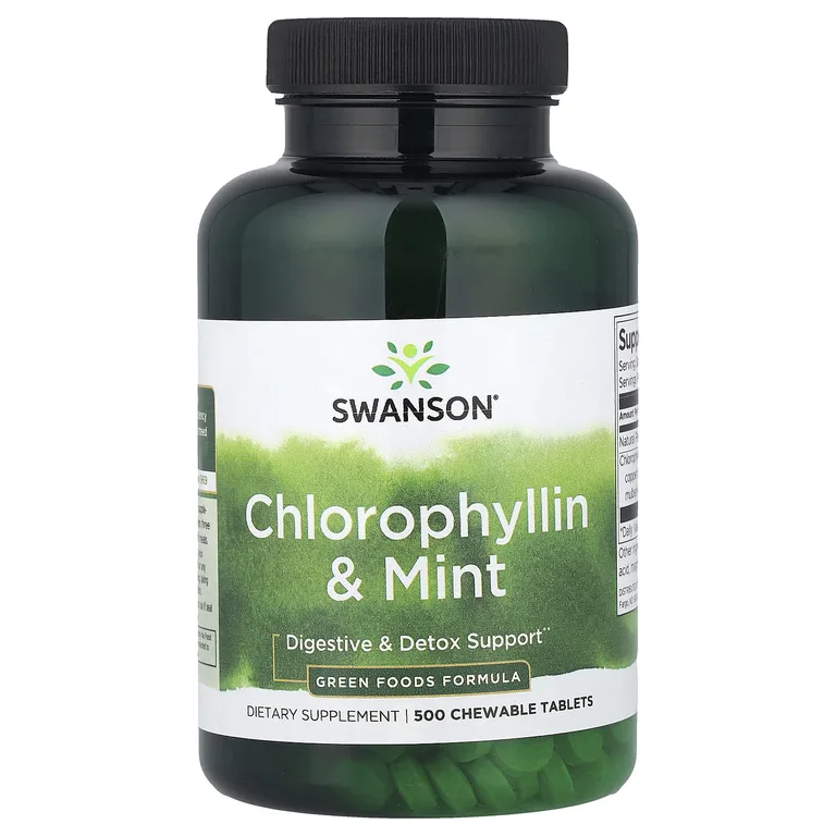 Swanson Vitamins, хлорофиллин и мята, 500 жевательных таблеток