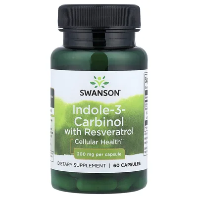 Swanson Vitamins, индол-3-карбинол с ресвератролом, 60 капсул