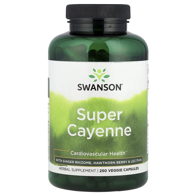 Swanson Vitamins, Кайенский перец с корневищем имбиря, ягодами боярышника и лецитином, 250 растительных капсул