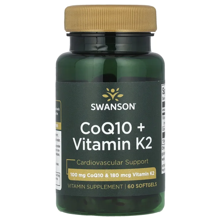 Swanson Vitamins, Коэнзим Q10 + витамин K2, 60 мягких таблеток