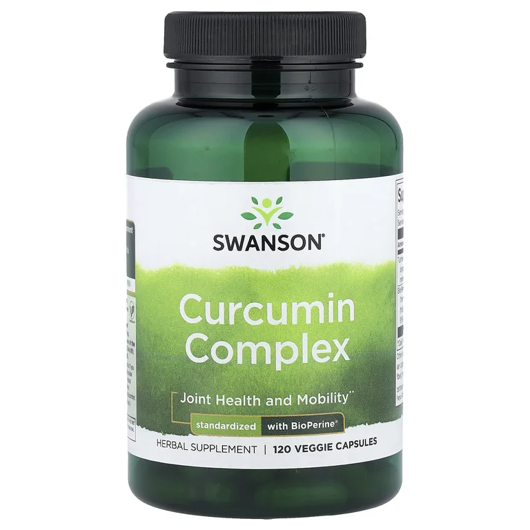 Swanson Vitamins, комплекс с куркумином, стандартизованный с BioPerine®, 120 растительных капсул