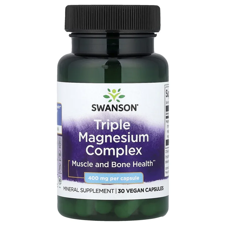Swanson Vitamins, комплекс с тремя формами магния, 400 мг, 30 веганских капсул