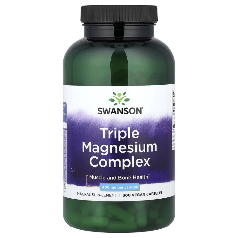 Swanson Vitamins, комплекс с тремя формами магния, 400 мг, 300 веганских капсул