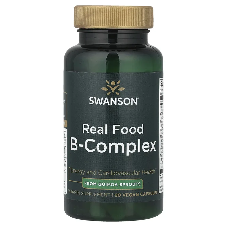 Swanson Vitamins, комплекс витаминов группы B из натуральных продуктов, 60 веганских капсул