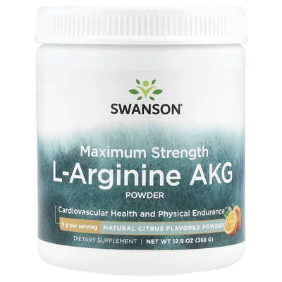 Swanson Vitamins, L-аргинин AKG максимального действия в порошке, натуральный цитрус, 368 г (12,9 унции)
