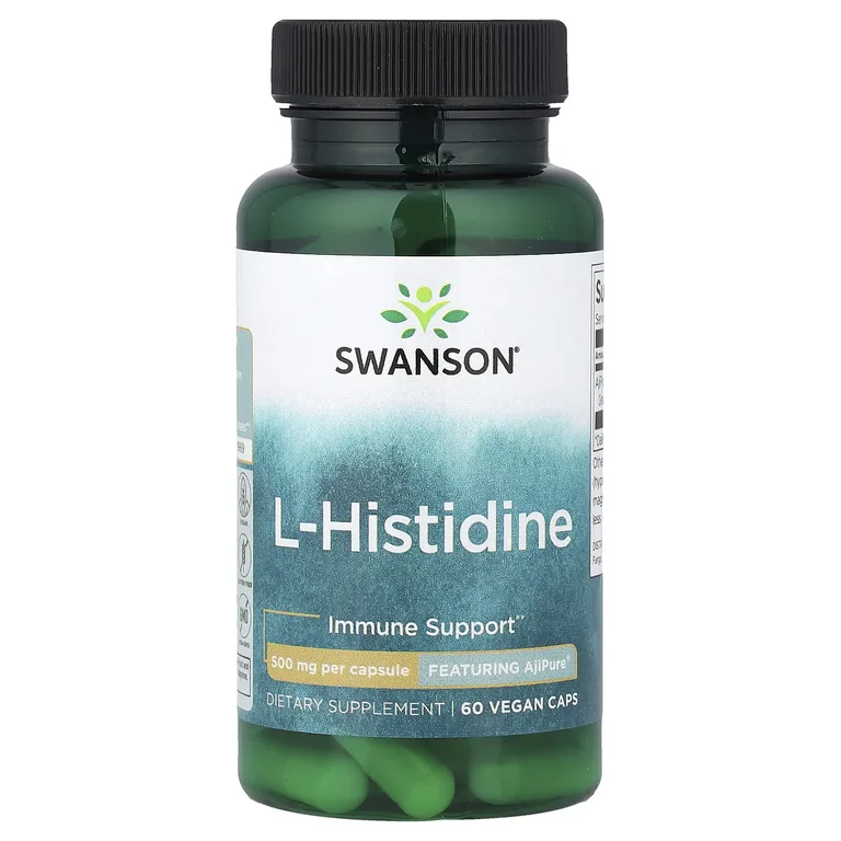 Swanson Vitamins, L-гистидин, 500 мг, 60 веганских капсул